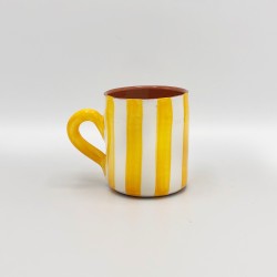 Mug en céramique rayures horizontales jaune